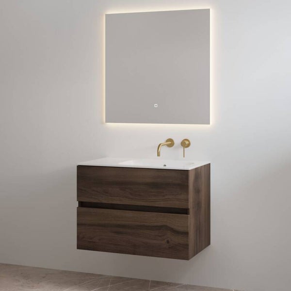 Best-Design badkamermeubelset "Splash-80" Espresso Brown onderkast + wastafel zonder kraangat 80cm