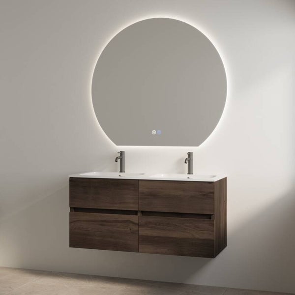 Best-Design badkamermeubelset "Bora" Espresso Brown onderkast + duo wastafel met 2 kraangaten 120cm