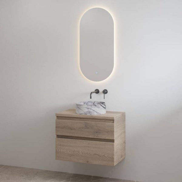 Best-Design badkamermeubelset "Lavita-80" Frosted Brown onderkast + Frosted Brown meubelblad 80 cm