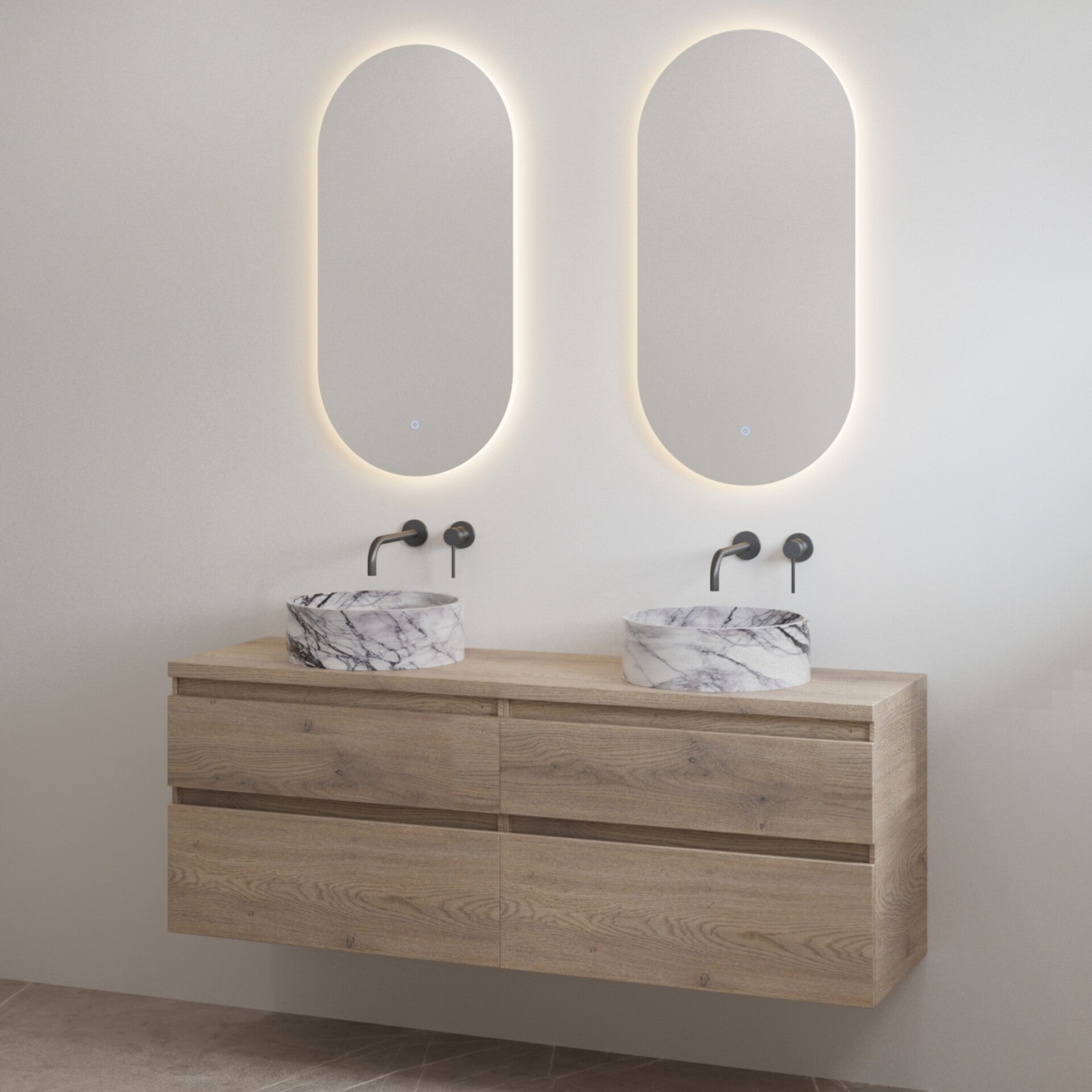 Best-Design badkamermeubelset "Lavita-120" Frosted Brown onderkast + Frosted Brown meubelblad 120 cm