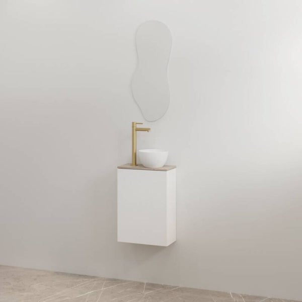 Best-Design toiletmeubelset "Siva" Mat-wit onderkast + Frosted Brown meubelblad