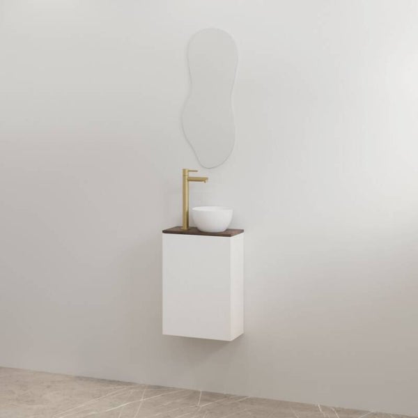 Best-Design toiletmeubelset "Siva" Mat-wit onderkast + Espresso Brown meubelblad