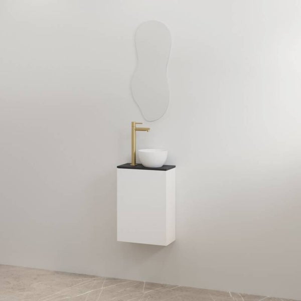 Best-Design toiletmeubelset "Siva" Glans-wit onderkast + Mat-zwart meubelblad