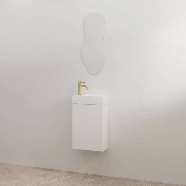 Best-Design toiletmeubelset "Siva" Mat-wit onderkast + Glans-wit fontein L&R met kraangat