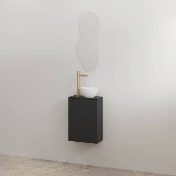 Best-Design toiletmeubelset "Siva" Mat-zwart onderkast + Mat-zwart meubelblad