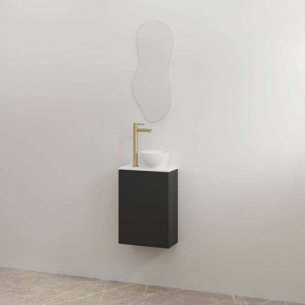 Best-Design toiletmeubelset "Siva" Mat-zwart onderkast + Mat-wit meubelblad