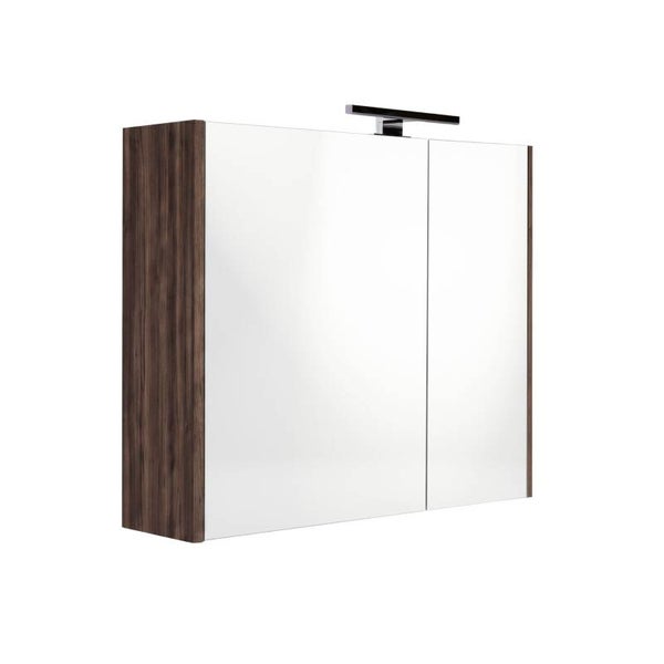 Best-Design "Happy-Espresso-Brown" MDF spiegelkast + verlichting 60x60cm