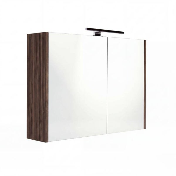 Best-Design "Happy-Espresso-Brown" MDF spiegelkast + verlichting 80x60cm