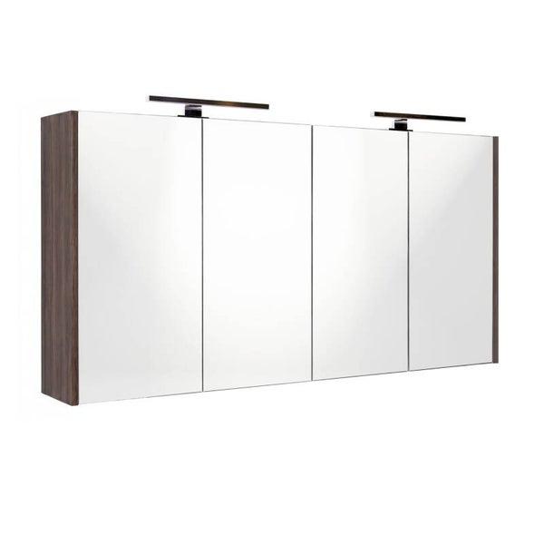 Best-Design "Happy-Espresso-Brown" MDF spiegelkast + verlichting 120x60cm