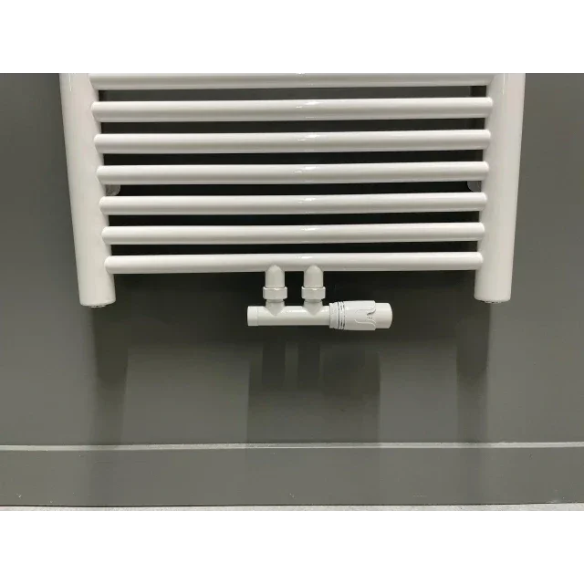 Thermrad "Tone" onderblok met thermostaatknop tbv middenaansluiting Glans-wit
