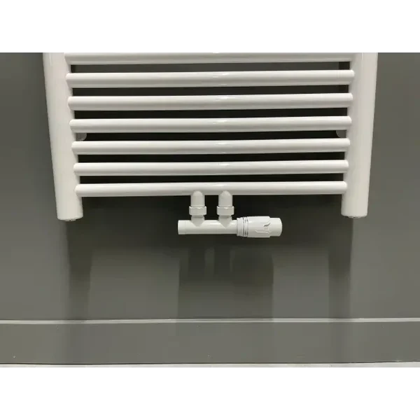 Thermrad "Tone" onderblok met thermostaatknop tbv middenaansluiting Glans-wit