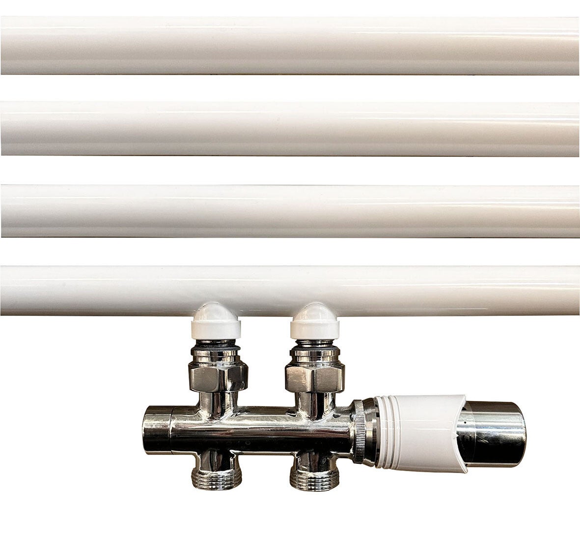 Riko Onderblok set recht rechts compleet 16 x 2,0 en 15 mm knel Chroom/Wit