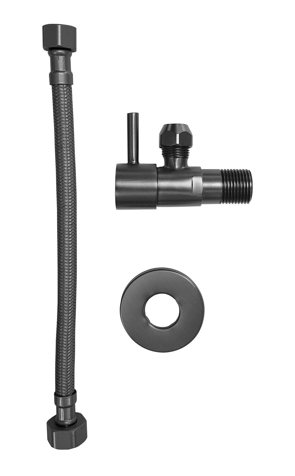 Xellanz "Minimal" hoekstopkraan 1/2"x3/8" met flexibele aansluitslang nylon 1/2"x3/8" 25 cm Gunmetal