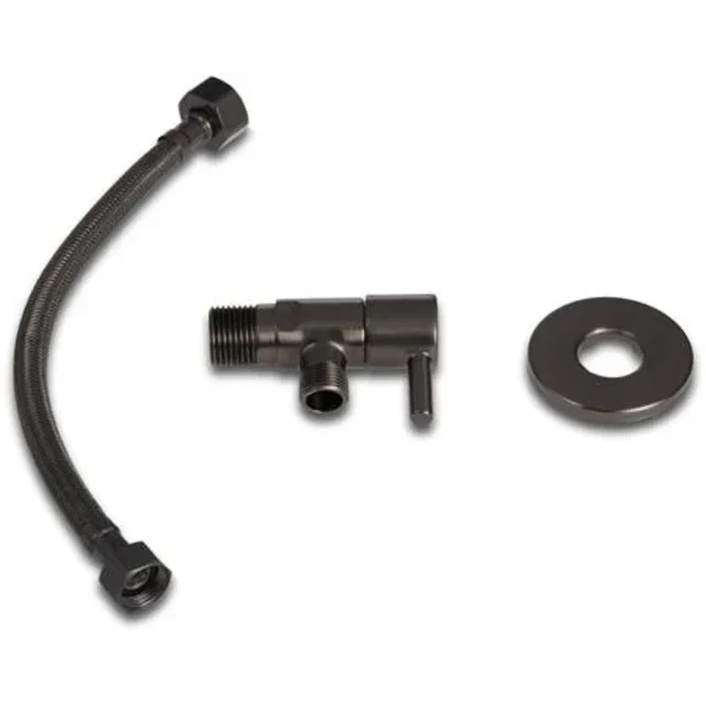 Schiphorst-Sanitair "Blue-Brondby" hoekstopkraan 1/2"x3/8" compleet met 25cm aansluitslang 1/2"x3/8" Gunmetal