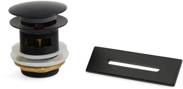 Schiphorst-Sanitair "Blue" pop-up waste voor bad, inclusief overloop rozet, messing Mat-zwart
