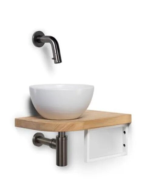 Schiphorst-Sanitair "One-Shelf" fonteincombinatie "Blue-Lille" Glans-wit/Gunmetal