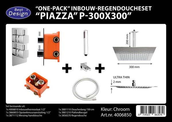 Best-Design "One-Pack" inbouw-regendoucheset "Piazza P-300x300"