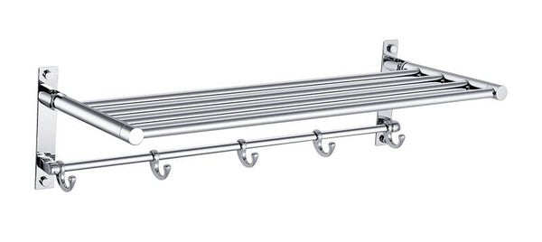 Best-Design "Clips" wand handdoekrek incl. 5 haakjes 600x225x155 mm Chroom