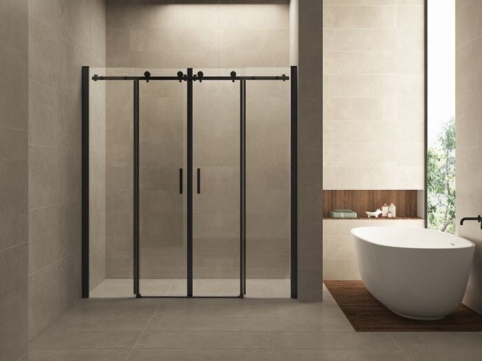 Wiesbaden Schuifbare nisdeur 4-d. 1800x2000 chr.8mm NANO Mat-zwart