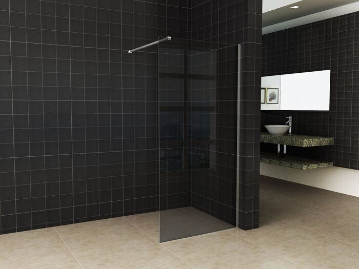 Wiesbaden "Slim" inloopdouche rookglas zonder profiel 100 cm 8 mm Nano