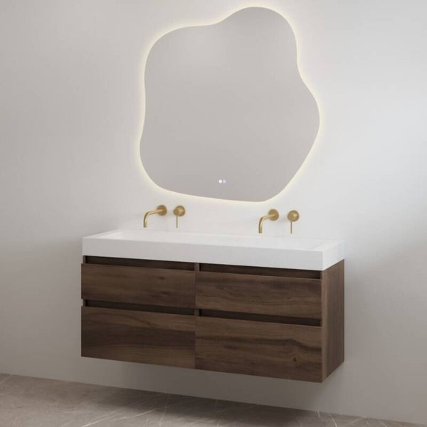 Best-Design badkamermeubelset "Borvani-120" Espresso Brown onderkast + wastafel Glans-wit 120 cm