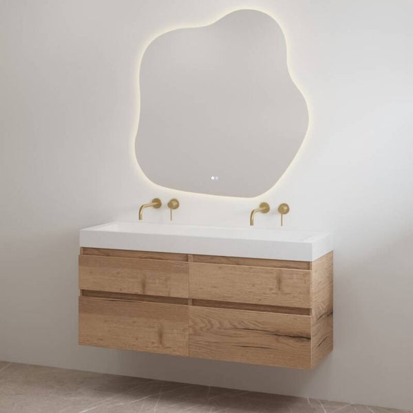 Best-Design badkamermeubelset "Borvani-140" Halifax onderkast + wastafel 140 cm Glans-wit