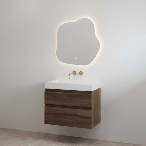 Best-Design badkamermeubelset "Borvani-70" Espresso Brown onderkast + wastafel Glans-wit 70 cm
