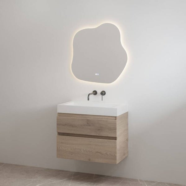 Best-Design badkamermeubelset "Borvani-70" Frosted Brown onderkast + wastafel Glans-wit 70 cm