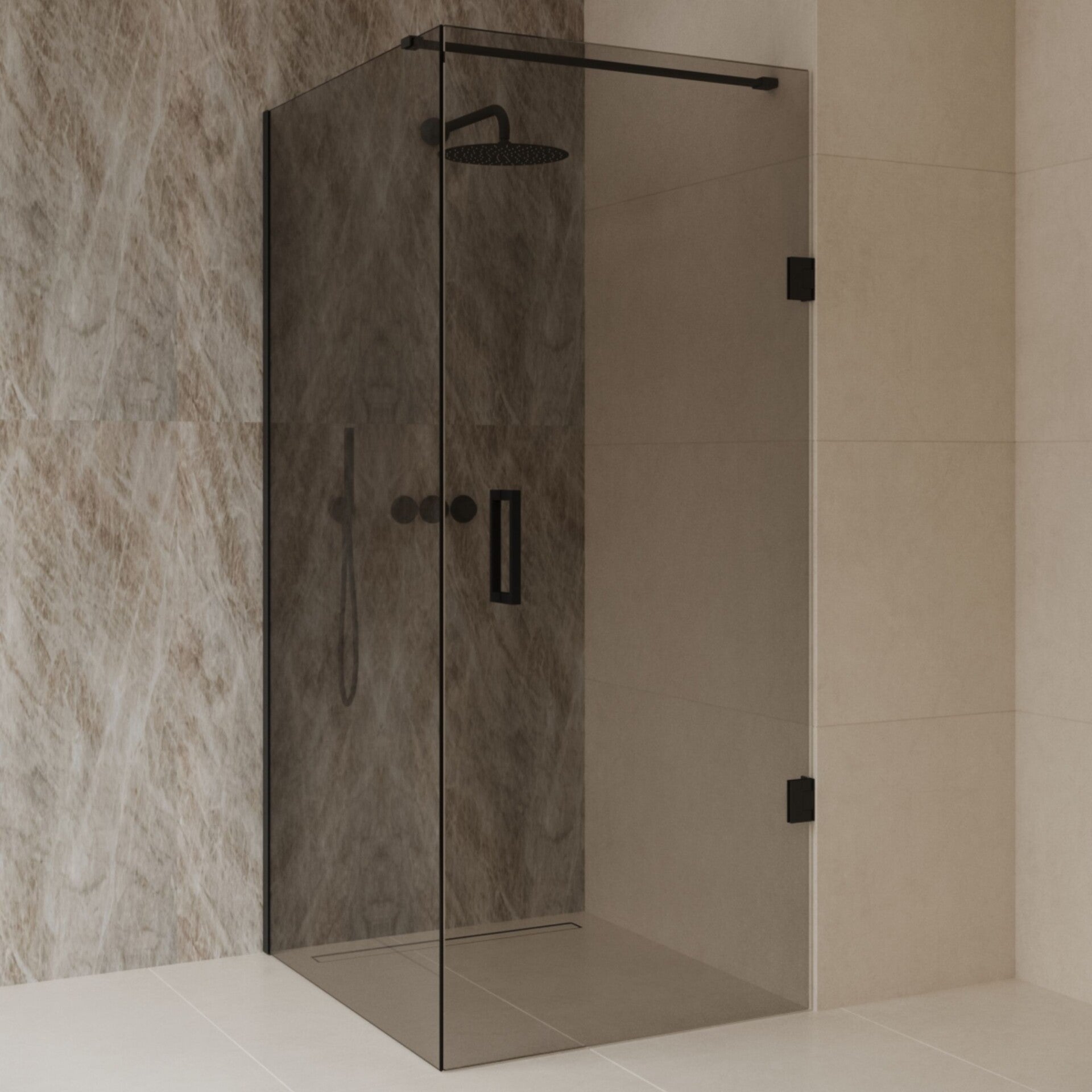 Best-Design 'Dalis-Nero-Mocha' douchecabine NANO 8mm glas 100 x 100 cm