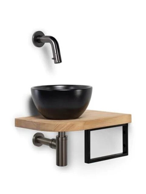 Schiphorst-Sanitair "One-Shelf" fonteincombinatie "Blue-Lille" Mat-zwart/Gunmetal