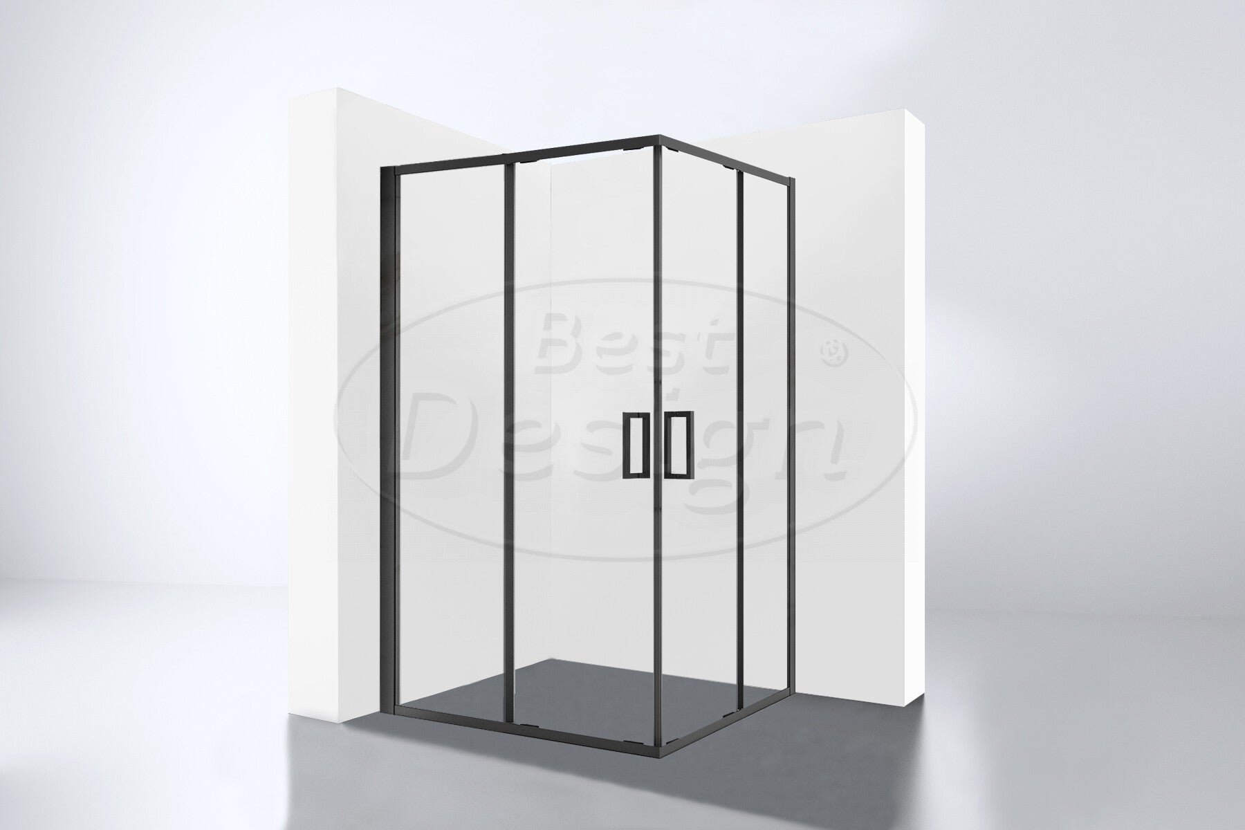 Best-Design Douchecabine "Hulmer-Nero-1200" met twee Schuifdeuren 1200x890x2100x8mm