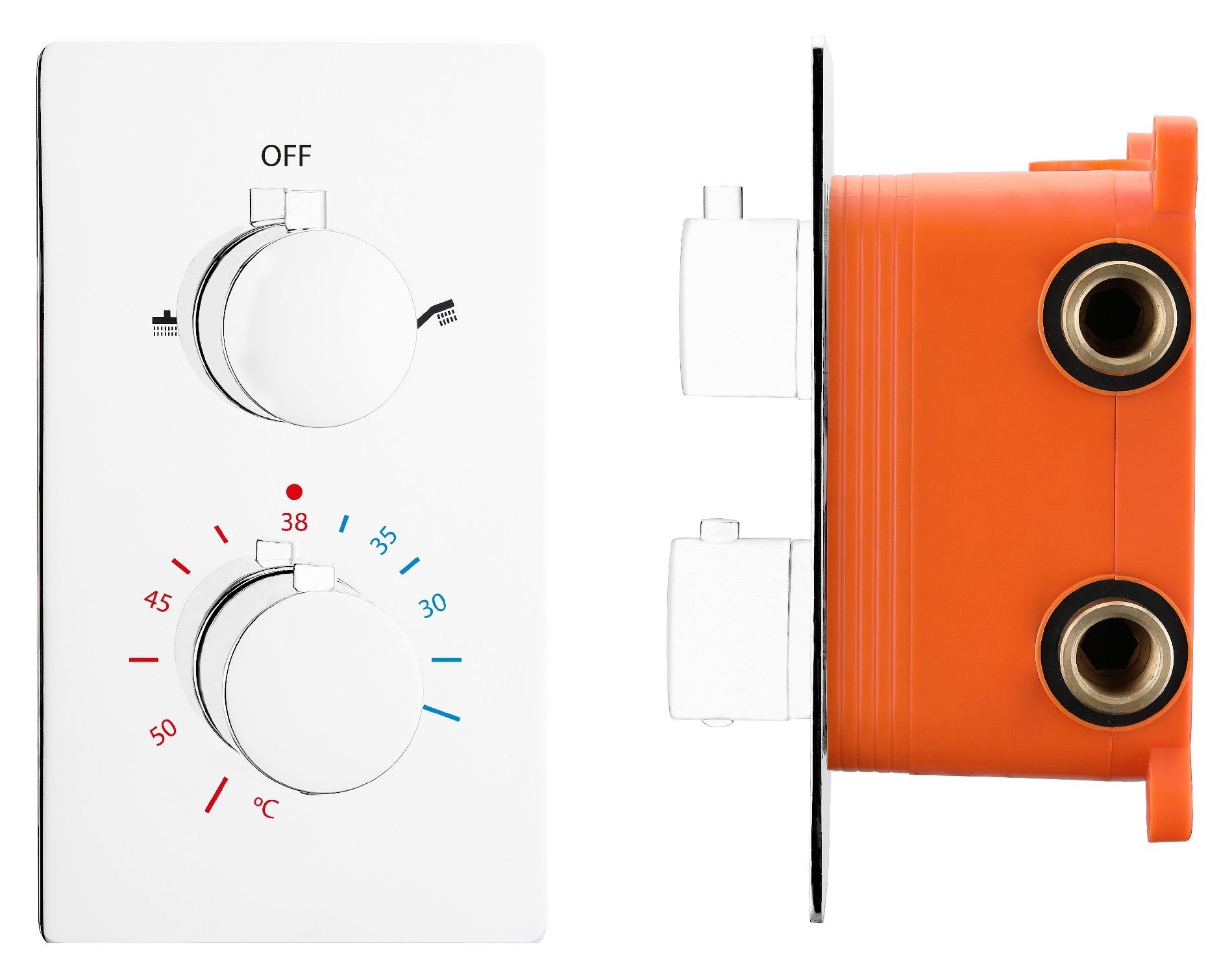 Best-Design "White" inbouwthermostaat & inb.box 2-weg 1/2" Mat-wit