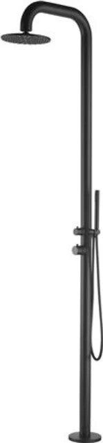 Schiphorst-Sanitair "Blue-Tube" buitendouche met 25cm hoofddouche, met handdouche, inclusief inbouwdeel Zwart