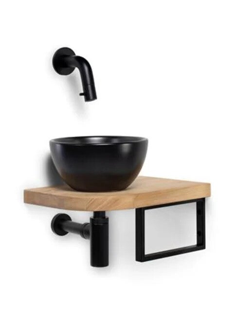 Schiphorst-Sanitair "One-Shelf" fonteincombinatie "Blue-Lille" Mat-zwart