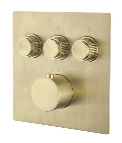 Wiesbaden "Caral-klik" pro afbouwdeel inbouwthermostaat 3 weg Geborsteld messing