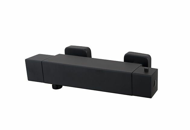 Wiesbaden "Rombo" Eco thermostatische douchemengkraan 15 cm in Mat zwart