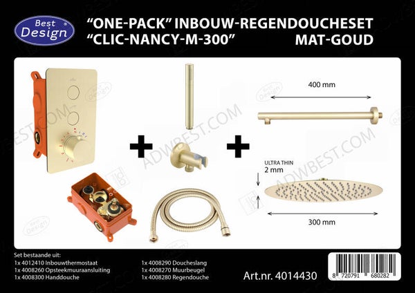Best-Design "One-Pack" inbouw-regendoucheset "Clic-Nancy-M-300"