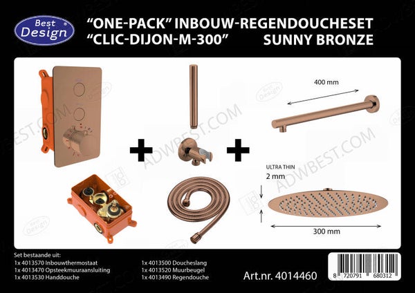 Best-Design "One-Pack" inbouw-regendoucheset "Clic-Dijon-M-300" Sunny Bronze