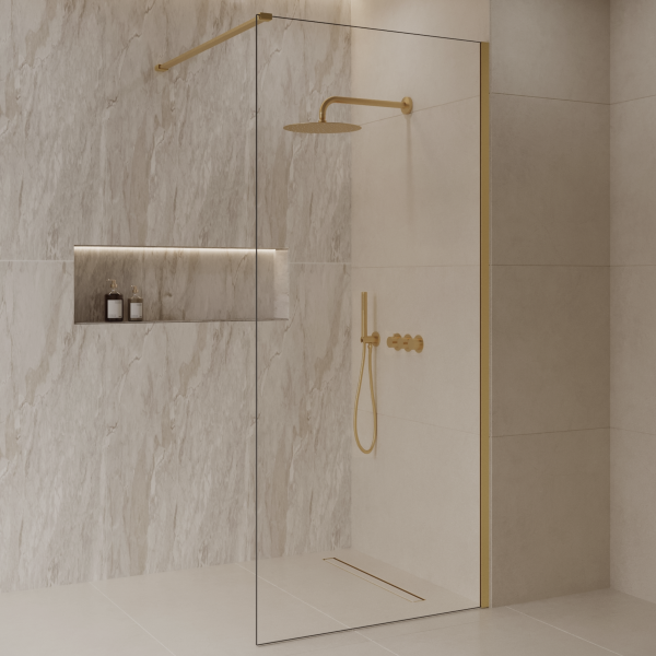 Best-Design 'Dalis-1400-Nancy' inloopdouche NANO 8mm glas Mat-goud