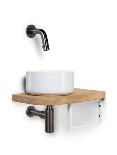 Schiphorst-Sanitair "One-Shelf" fonteincombinatie "Blue-Skov" Glans-wit/Gunmetal