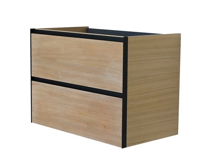 Wiesbaden "Lotus" wastafelonderkast met 2 laden 80x45,2 cm naturel Eiken/Mat zwart