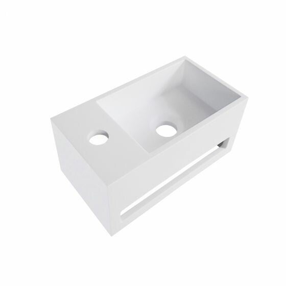 Wiesbaden "Julia-Links" fontein incl.handdoekhouder fontein Solid Surface 35 x 20 x 16 cm wit