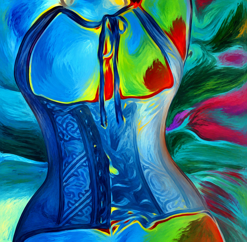 "The Muse" - a sellf-portrait photograph of artist Monika Greene, reimagined through layered digitally composition, expressive color, and painterly textures.