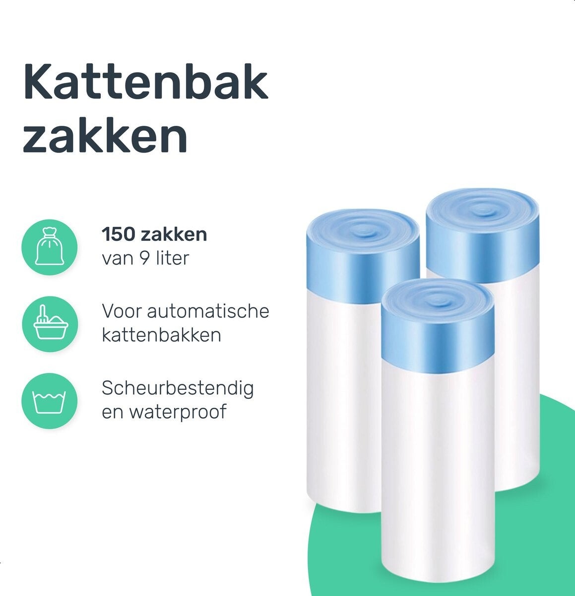 Automatische Kattenbak Zakken - 60 zakken - 9L - Geschikt voor Alle Automatische zelfreinigende kattenbak - elektrische Kattentoilet - 3 Rollen