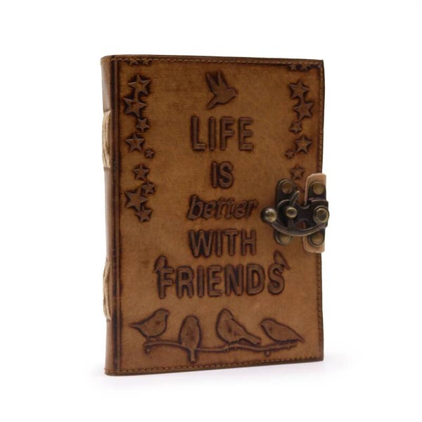 Leather Journel - Plain Paper - Life is Better with Friends [LBN-67]