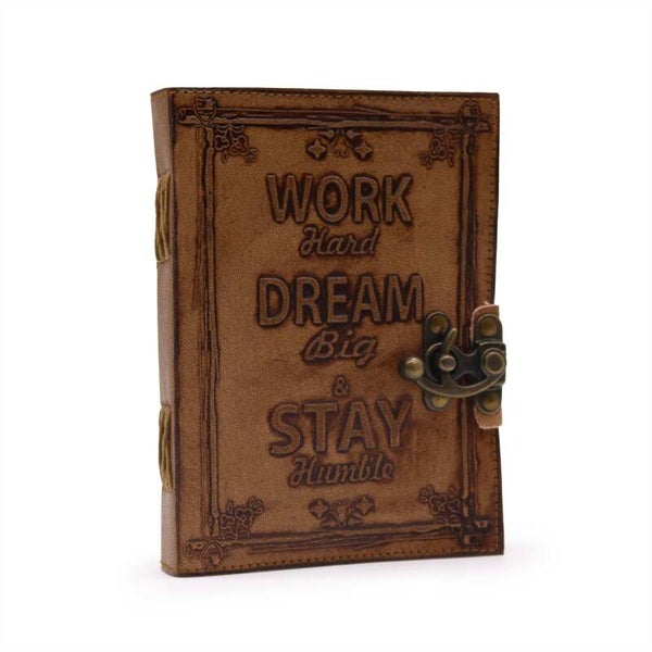 Leather Journal - Plain Paper - Work & Dream Big [LBN-66]
