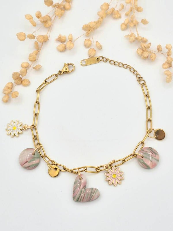 Bedelarmbandje | Goud pastel