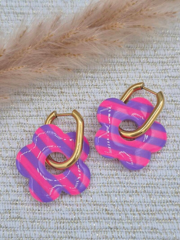 Bloeme | Gestreept roze en paars