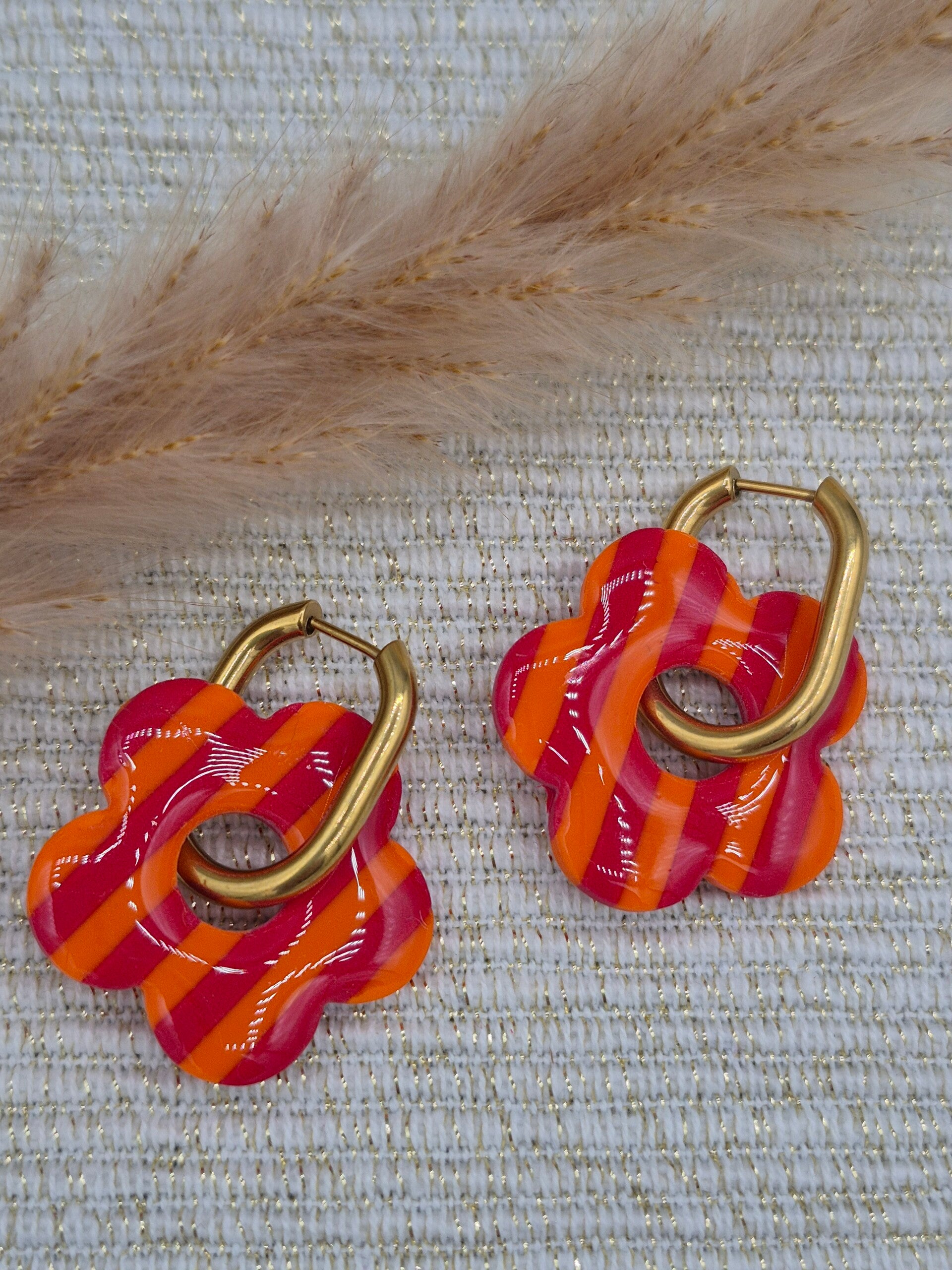 Bloeme | Gestreept rood en oranje