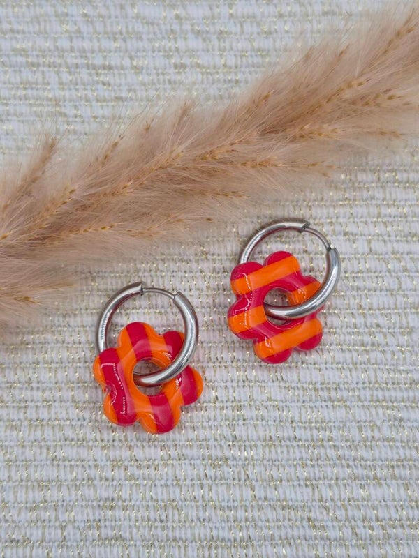 Bloeme mini | Gestreept rood en oranje